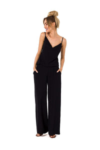 Draped Neckline Elegant Pantsuit