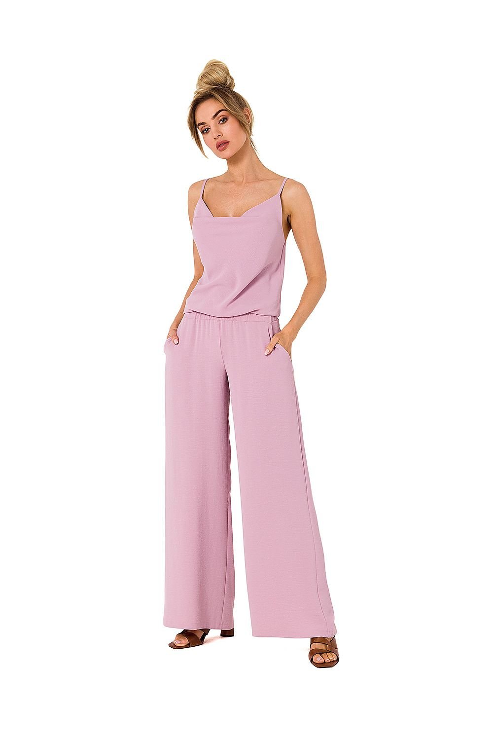 Draped Neckline Pantsuit