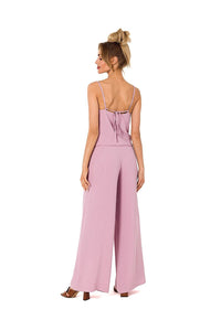 Draped Neckline Elegant Pantsuit