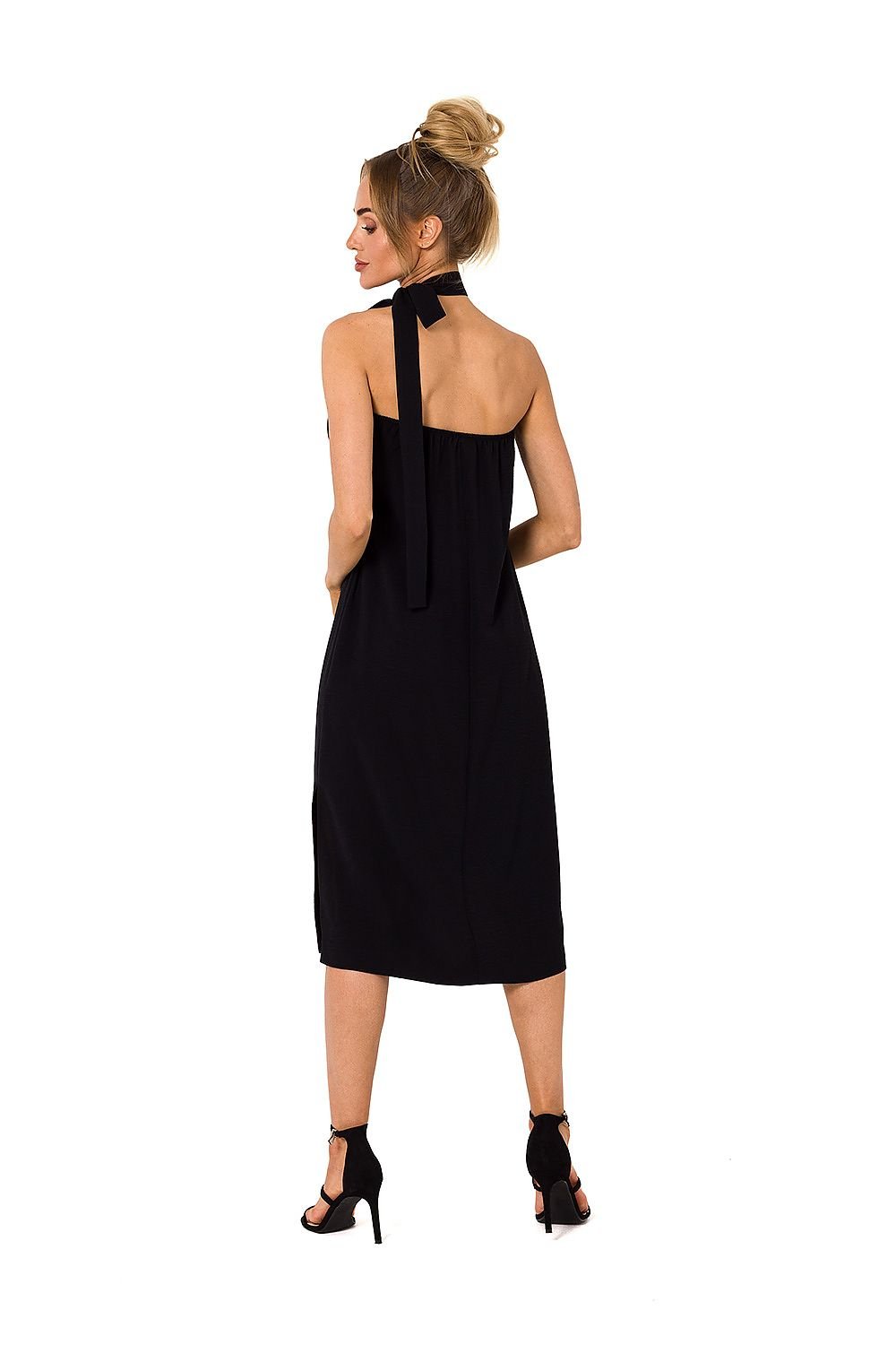 Open Back Halter Crepe Dress