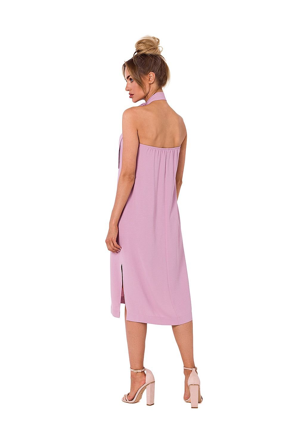 Open Back Halter Crepe Dress