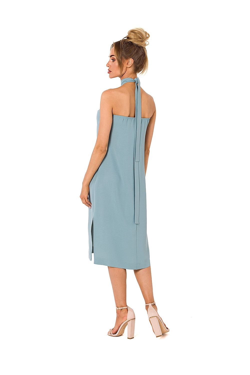 Open Back Halter Crepe Dress