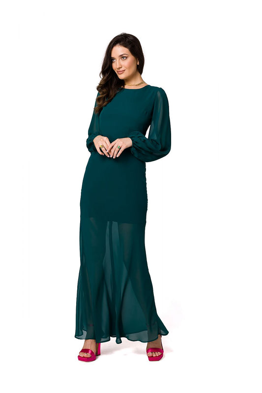 Chiffon Evening Dress with Open Back - Michelle & Kenza Co.