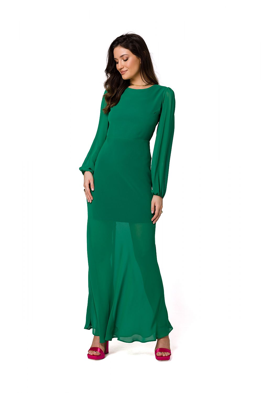 Chiffon Evening Dress with Open Back - Michelle & Kenza Co.