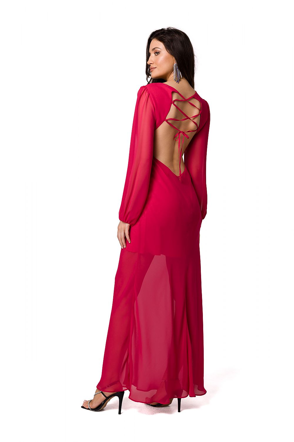 Chiffon Evening Dress with Open Back - Michelle & Kenza Co.