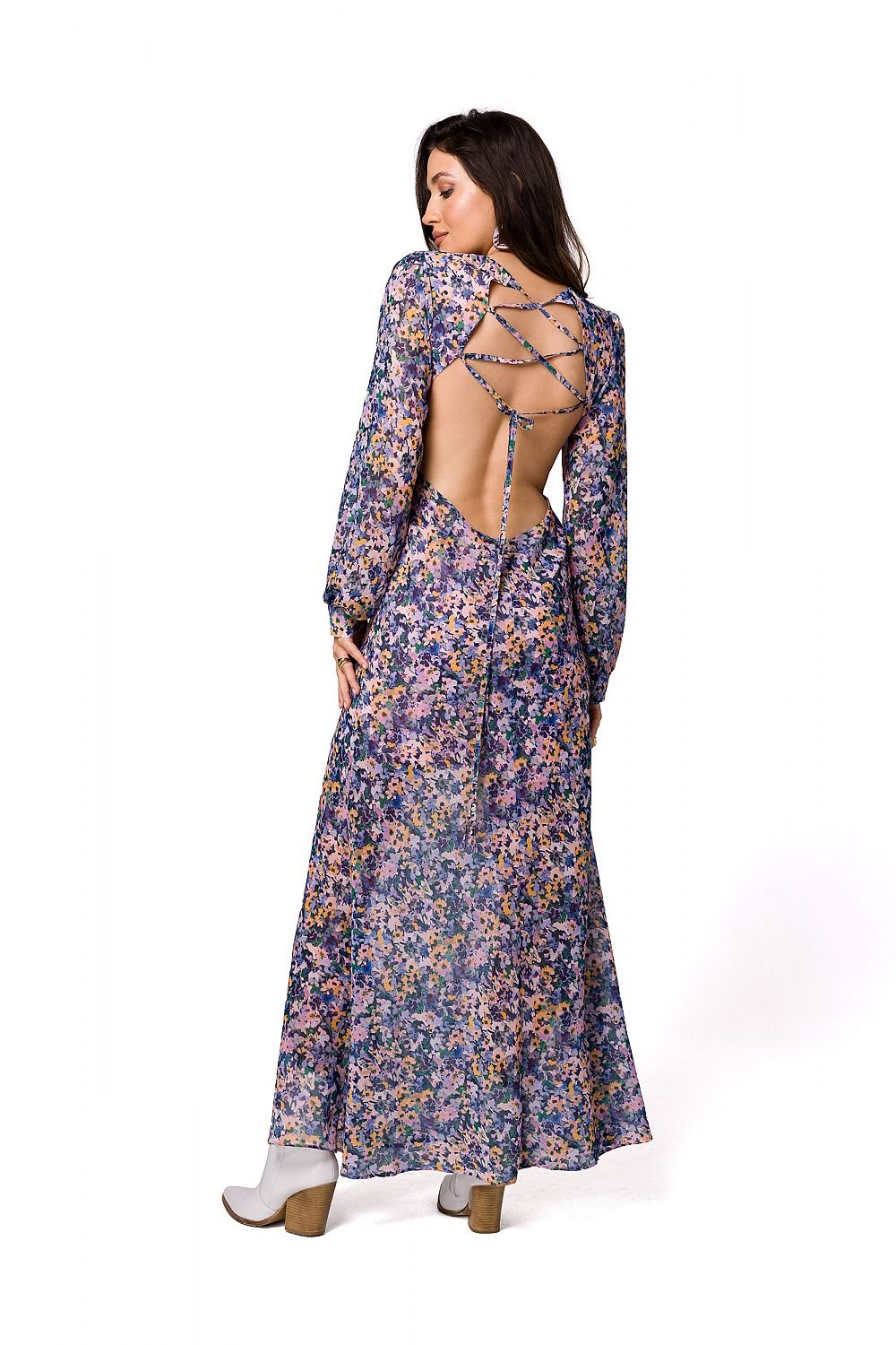 Floral Chiffon Evening Dress