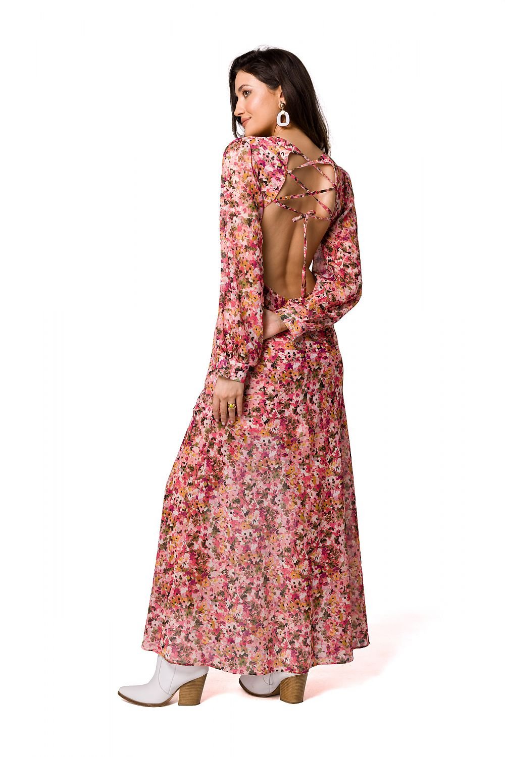 Floral Print Chiffon Evening Dress