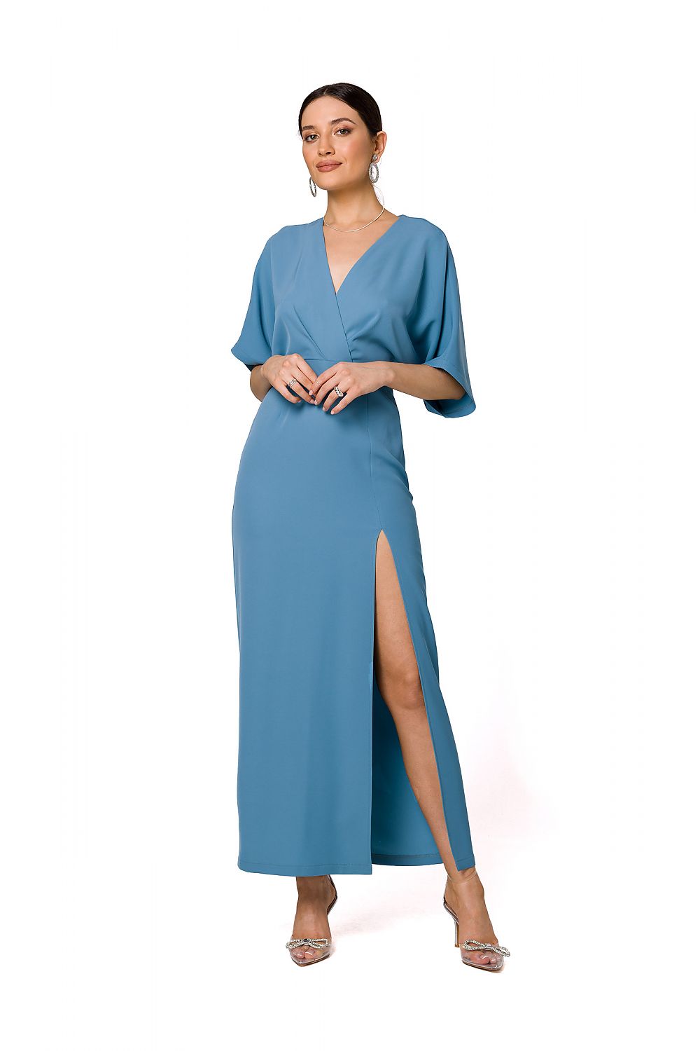 Spandex Blend Evening Dress with High Leg Slit - Michelle & Kenza Co.