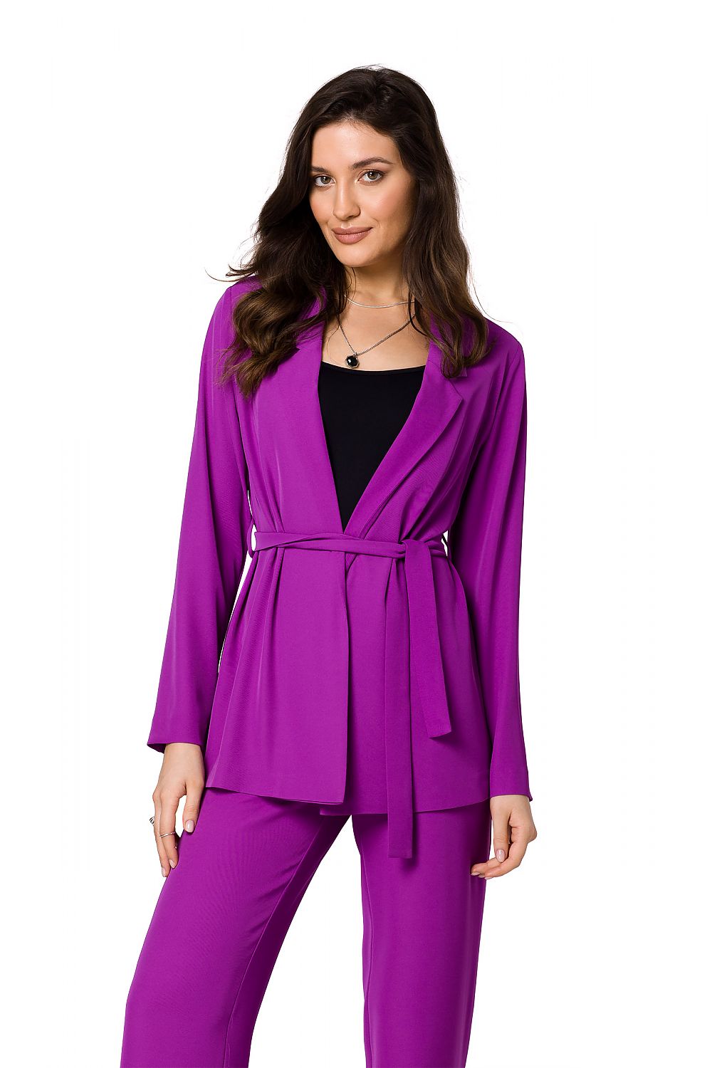 Flowing Fabric Jacket with Tied Belt - Michelle & Kenza Co.