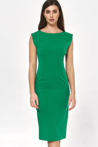 Form-Fitting Emerald V-Neck Dress