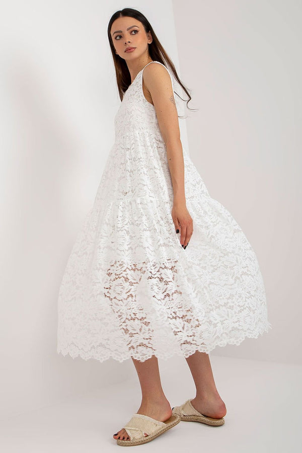 Flared Sleeveless Openwork Dress