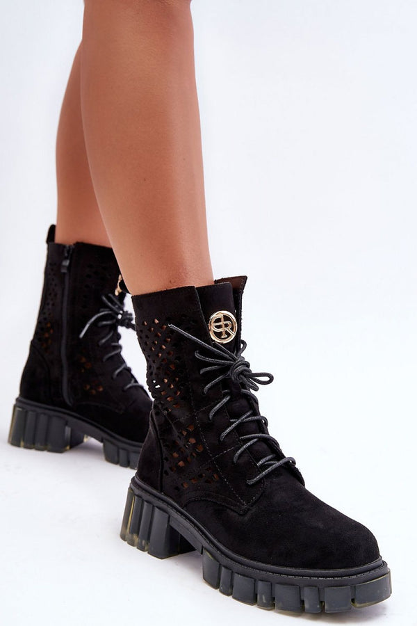 Eco-Suede Lace-Up Ankle Boots