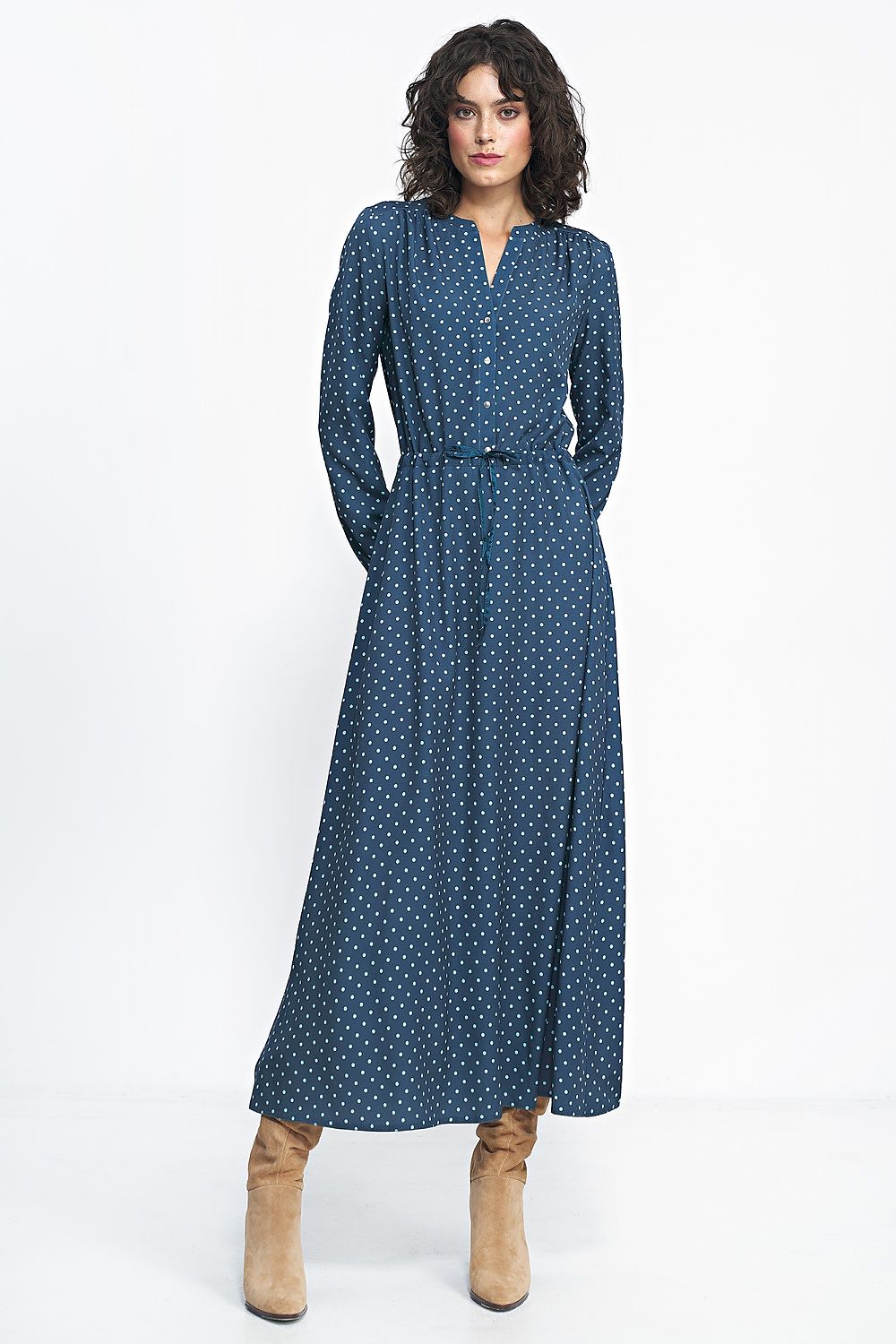 Feminine Polka Dot Maxi Dress