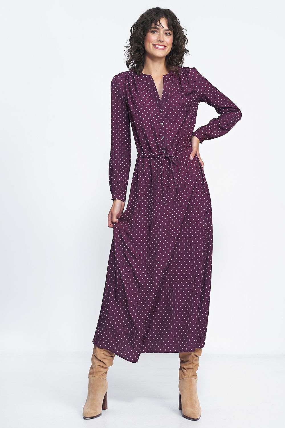 Feminine Polka Dot Maxi Dress