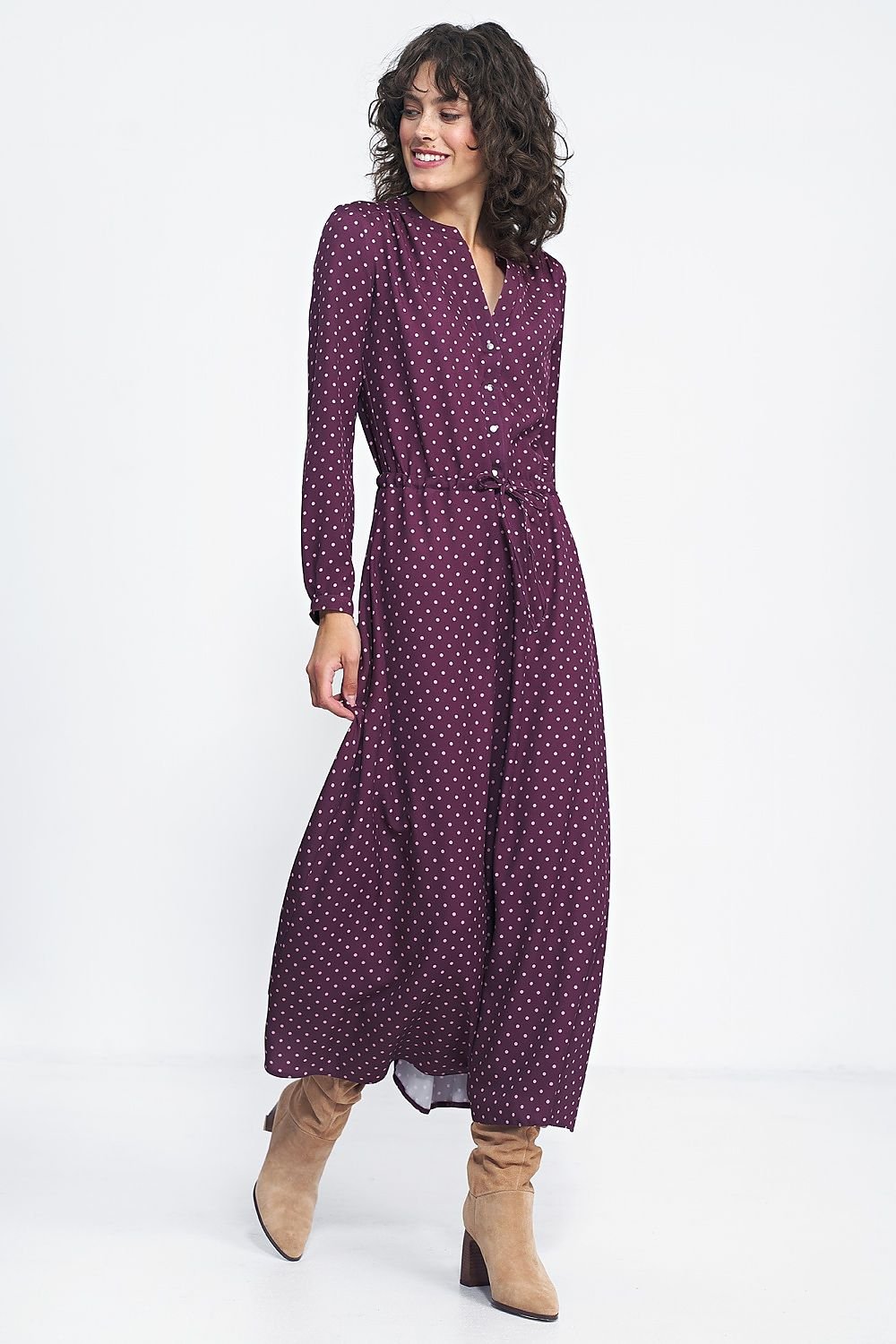 Feminine Polka Dot Maxi Dress