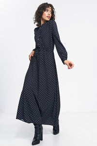 Feminine Polka Dot Maxi Dress