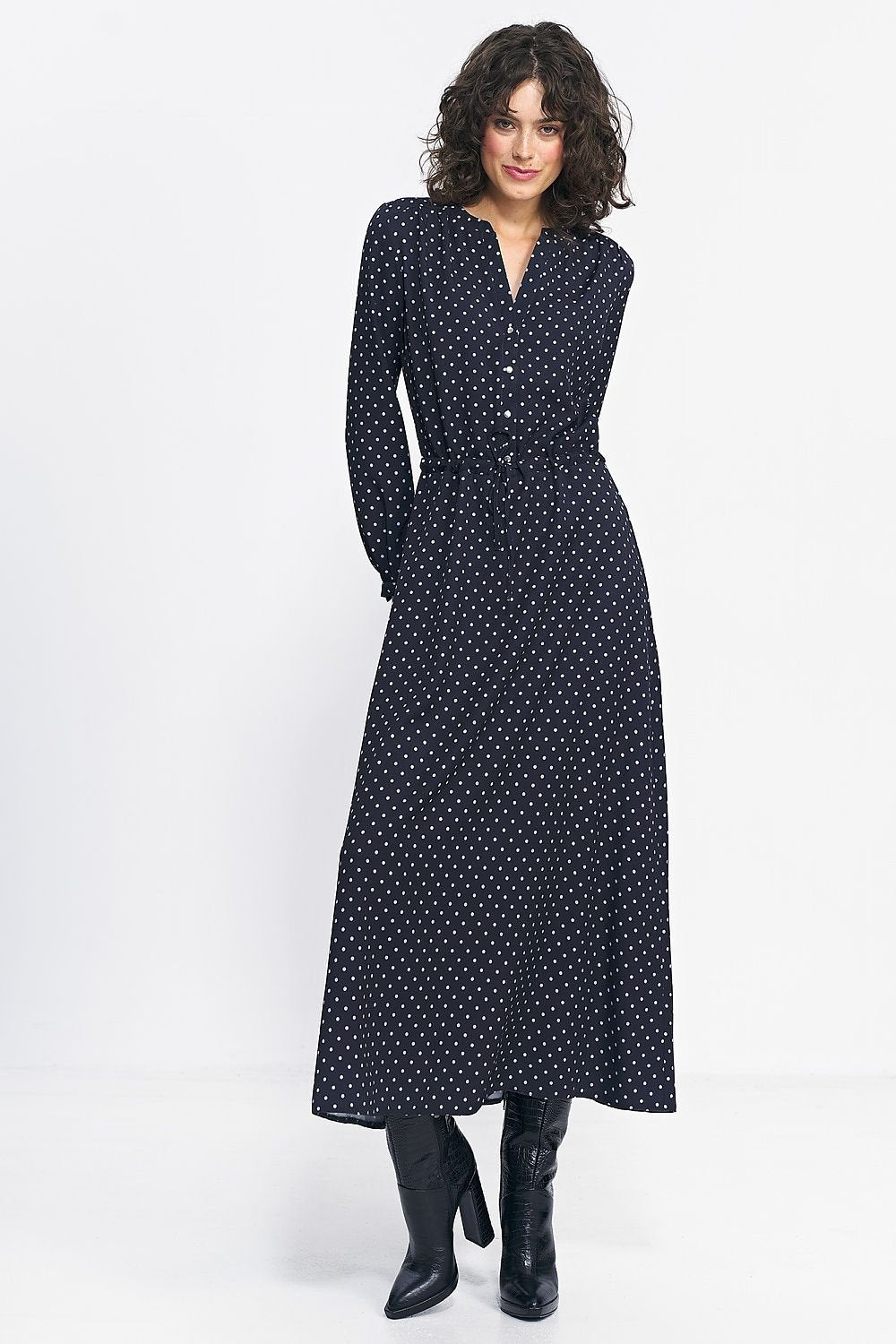 Feminine Polka Dot Maxi Dress