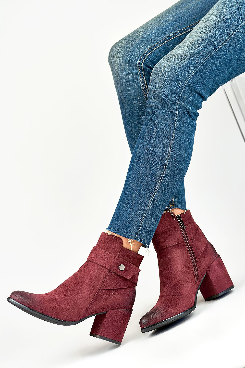 Warm Eco-Suede Almond Toe Heeled Boots