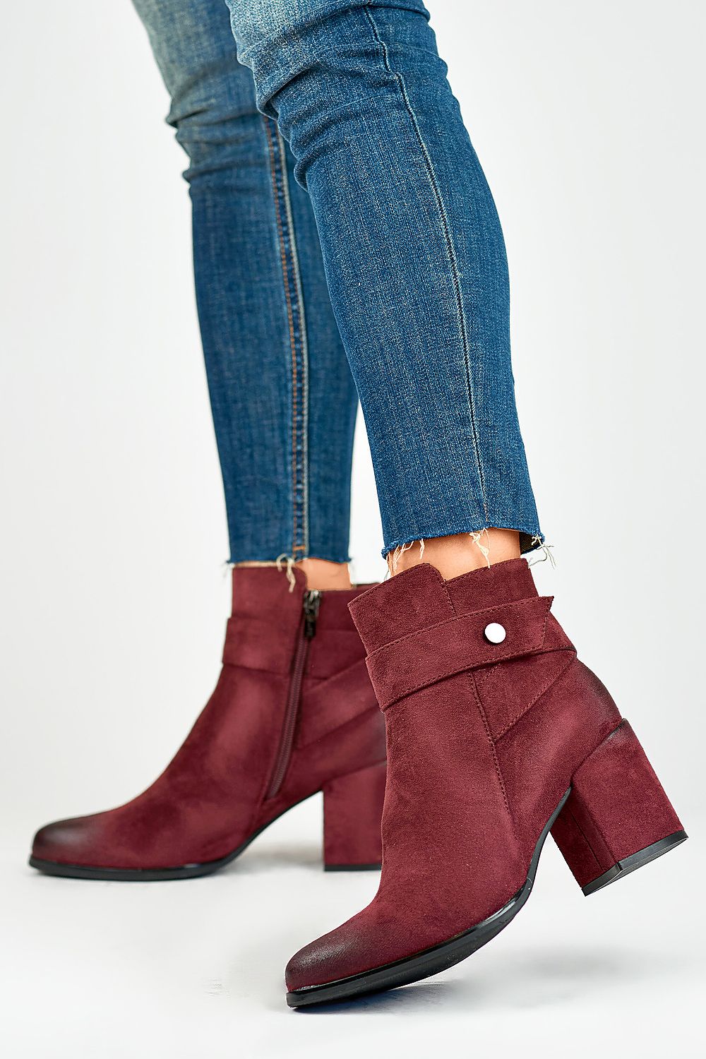 Warm Eco-Suede Almond Toe Heeled Boots