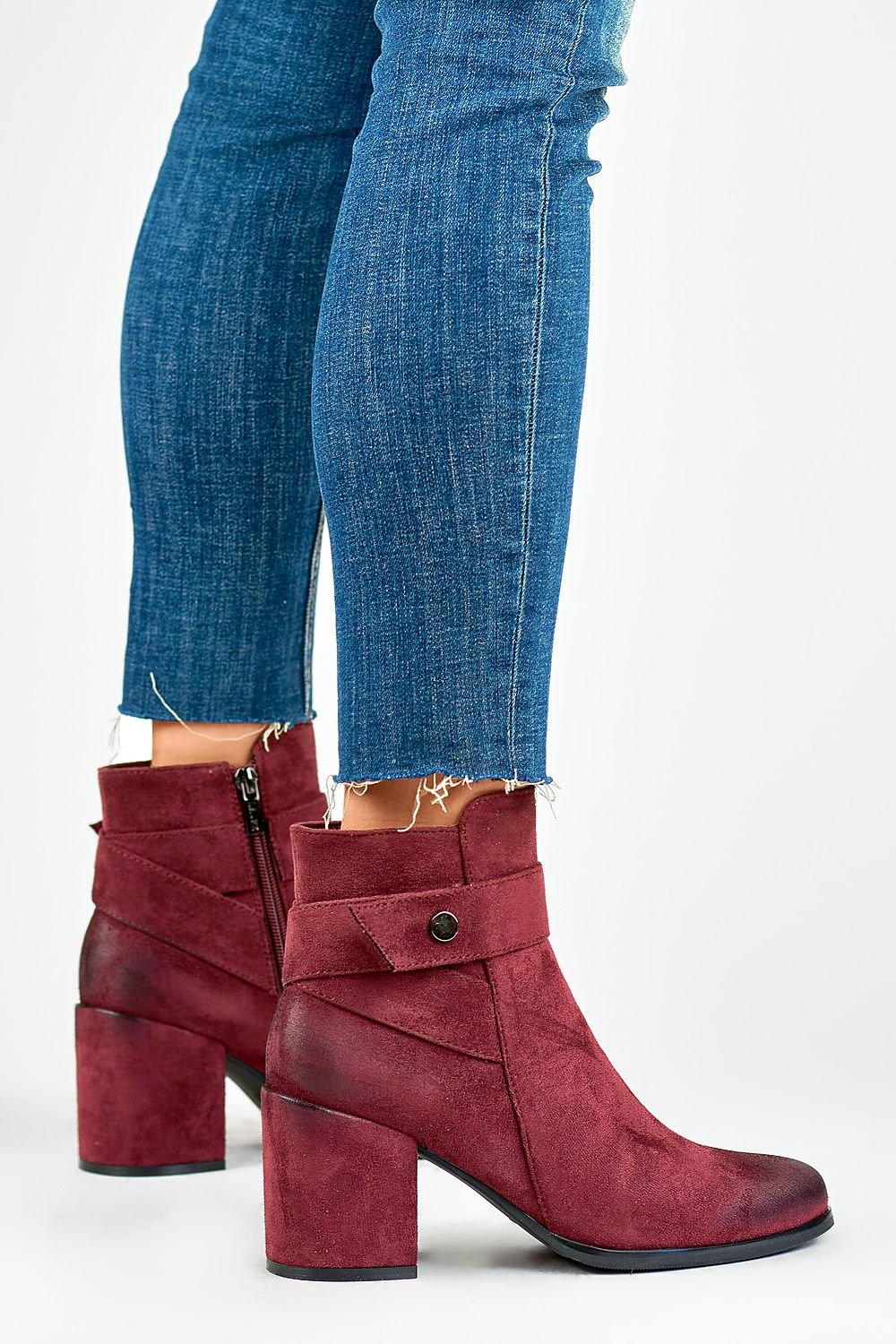 Warm Eco-Suede Almond Toe Heeled Boots