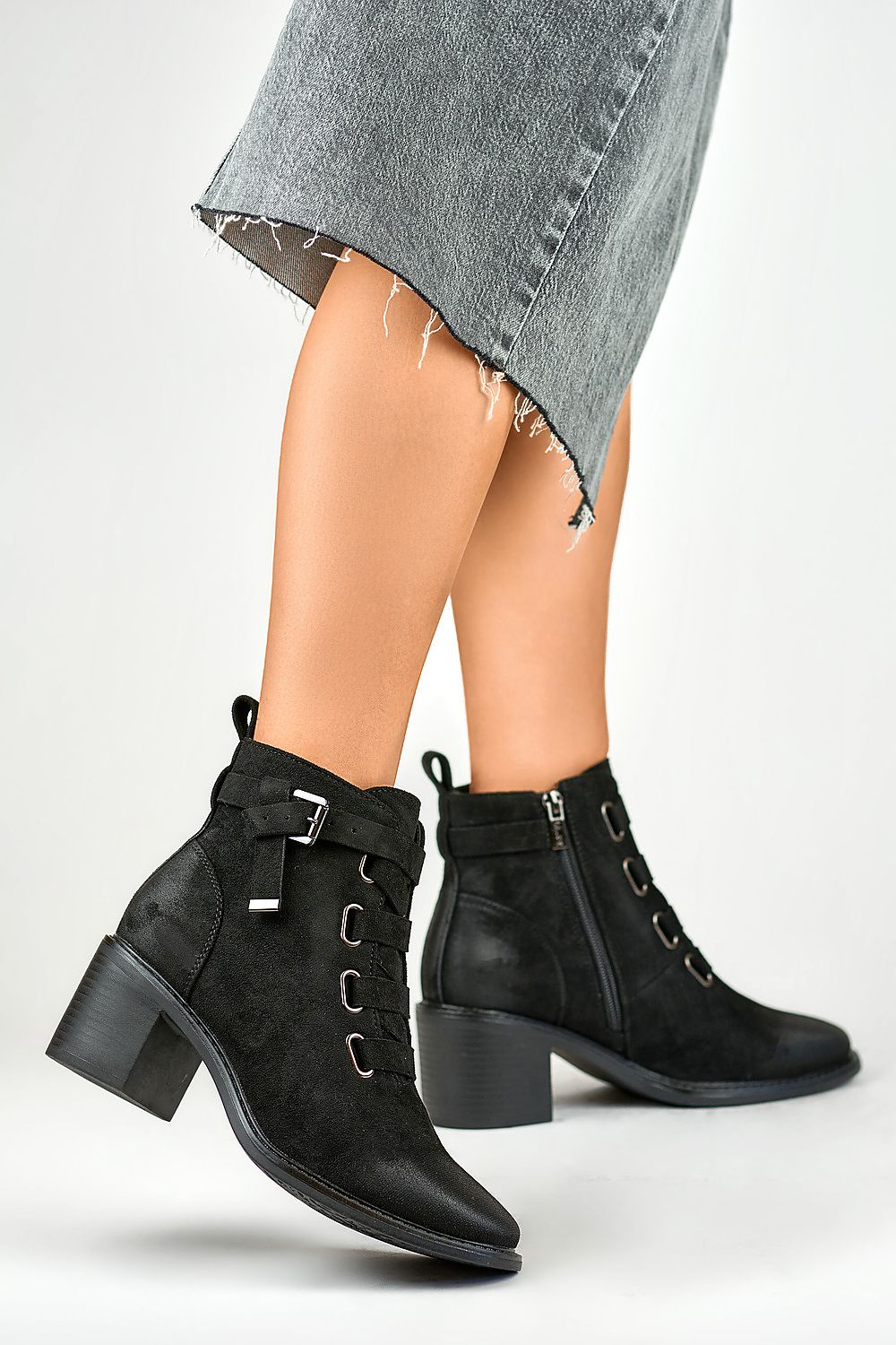 Warm Fur-Lined Suede Heel Boots