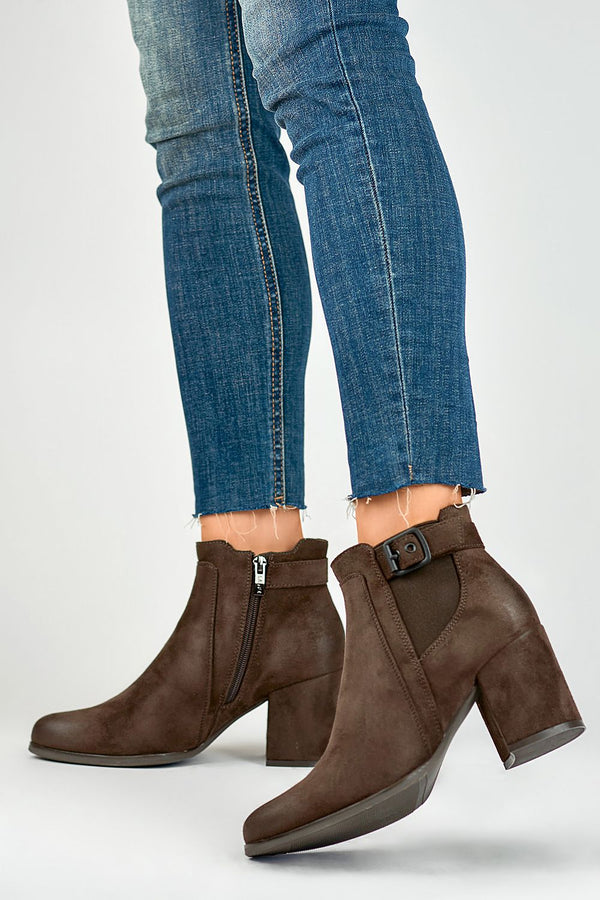 Evelyn Suede Heel Boots