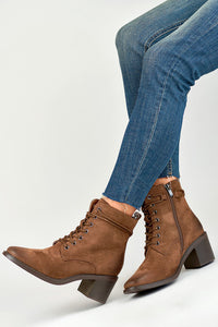 Laced Eco-Suede Heeled Boots