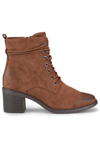 Laced Eco-Suede Heeled Boots