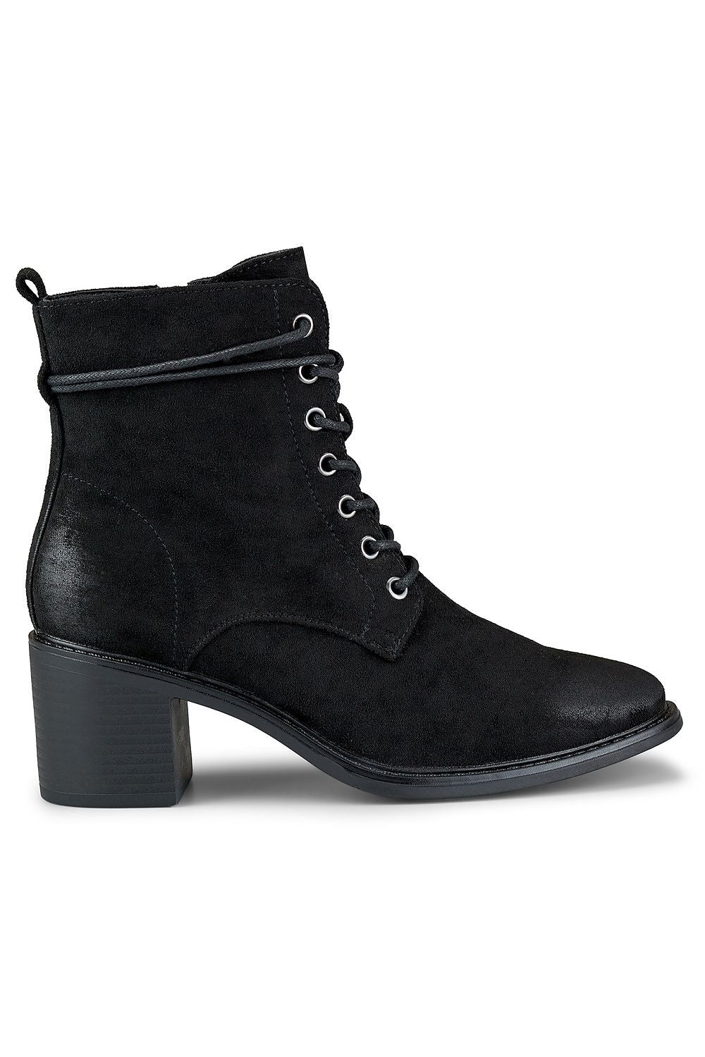 Laced Eco-Suede Heeled Boots