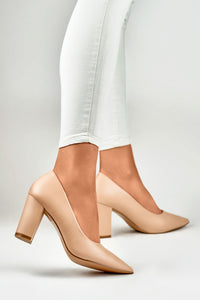 Comfortable Eco Leather Block Heel Pumps