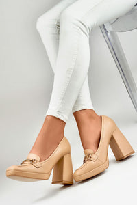 Eco Leather Block Heel Pumps