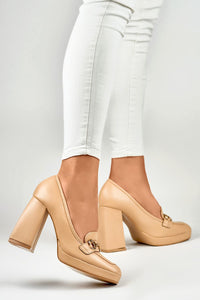 Eco Leather Block Heel Pumps