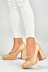 Eco Leather Block Heel Pumps