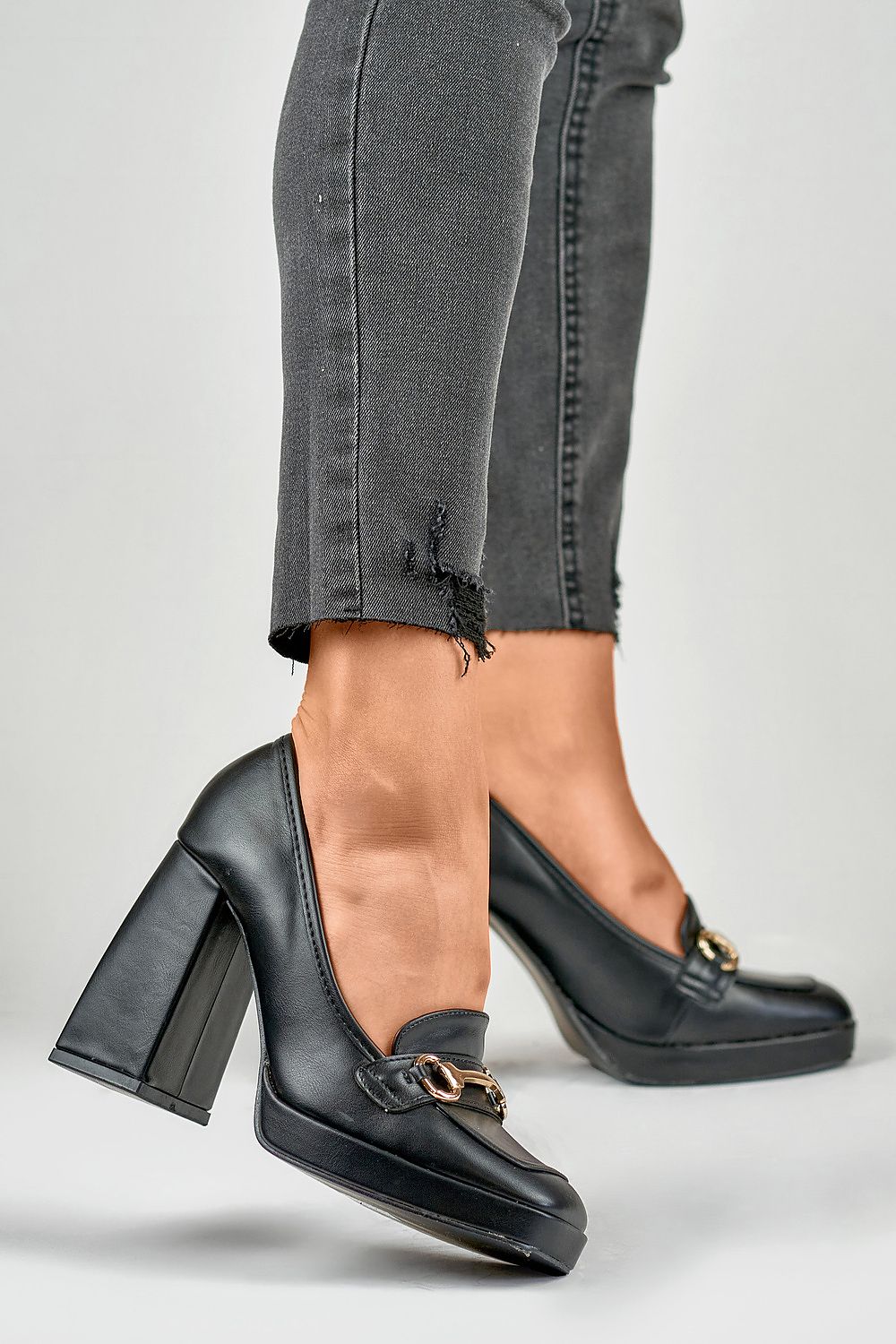 Eco Leather Block Heel Pumps