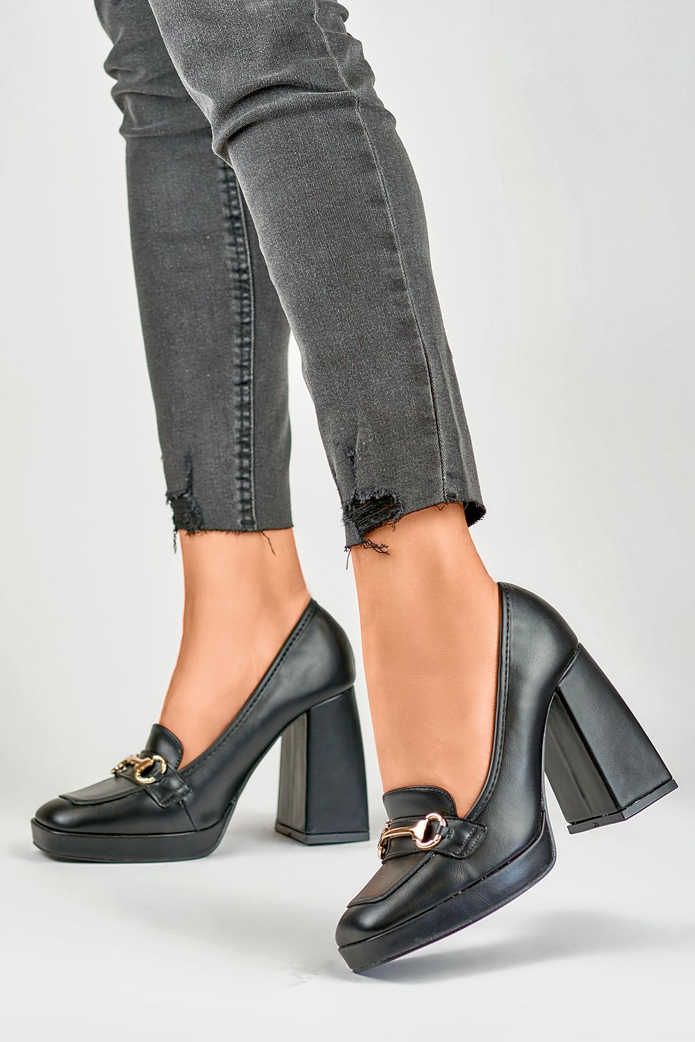 Eco Leather Block Heel Pumps