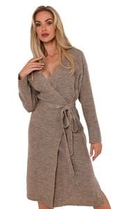 Tie-Waist Long Sleeve Sweater Dress