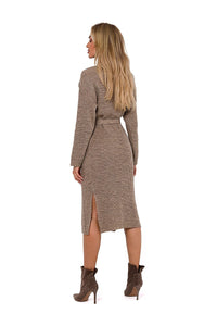 Tie-Waist Long Sleeve Sweater Dress