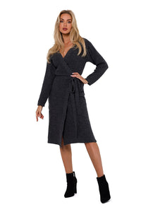 Tie-Waist Long Sleeve Sweater Dress