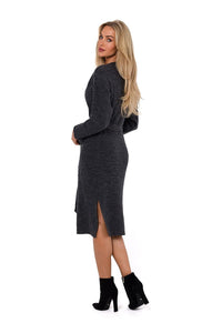 Tie-Waist Long Sleeve Sweater Dress