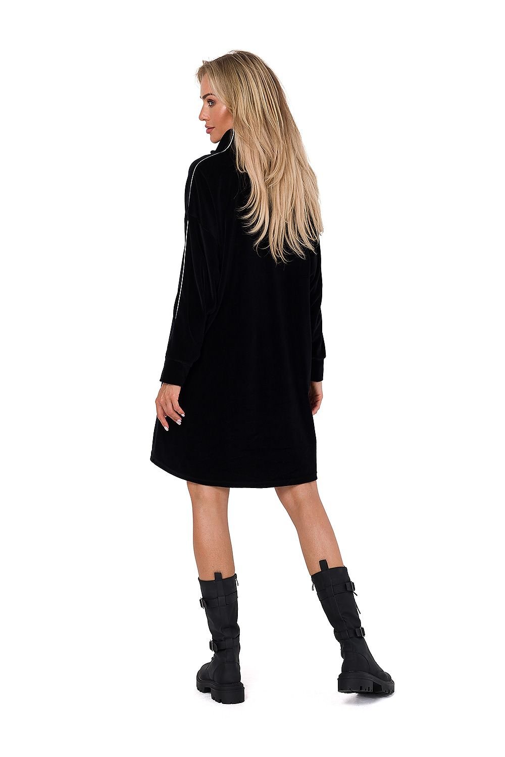 Asymmetrical Velour Trapeze Dress