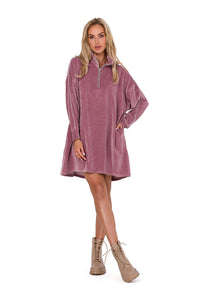 Asymmetrical Velour Trapeze Dress