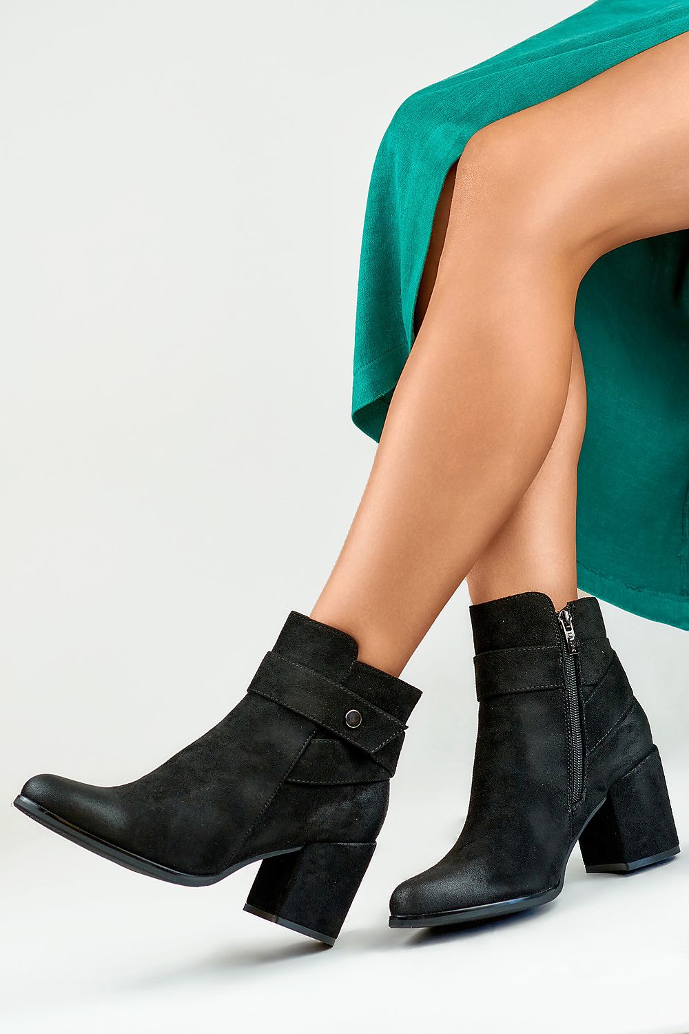 Warm Eco-Suede Almond Toe Heeled Boots