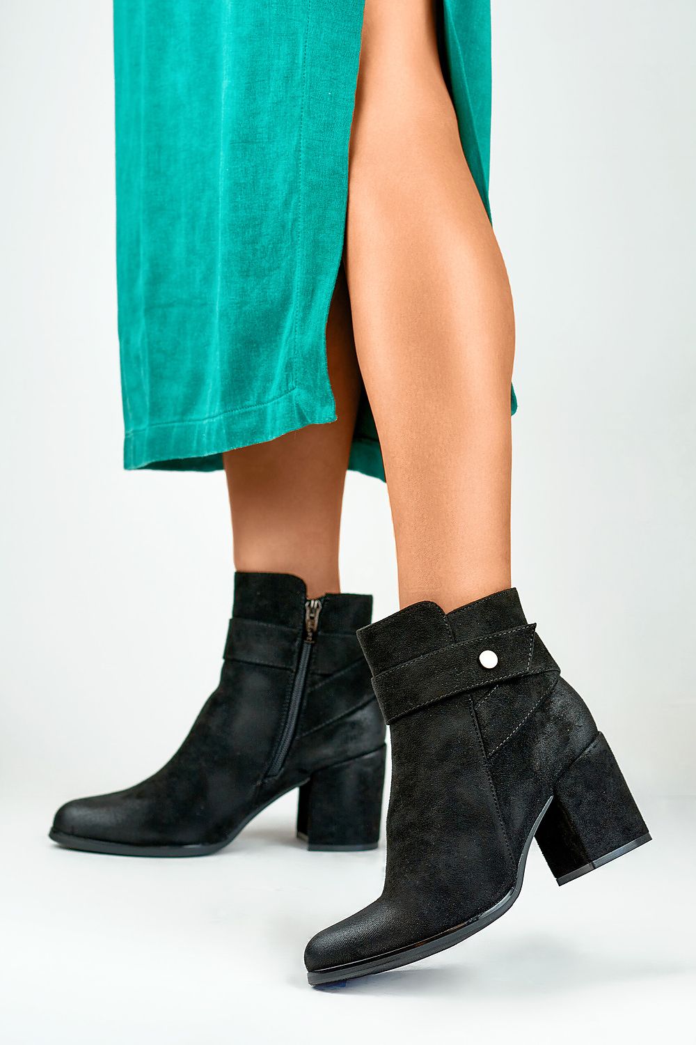 Warm Eco-Suede Almond Toe Heeled Boots