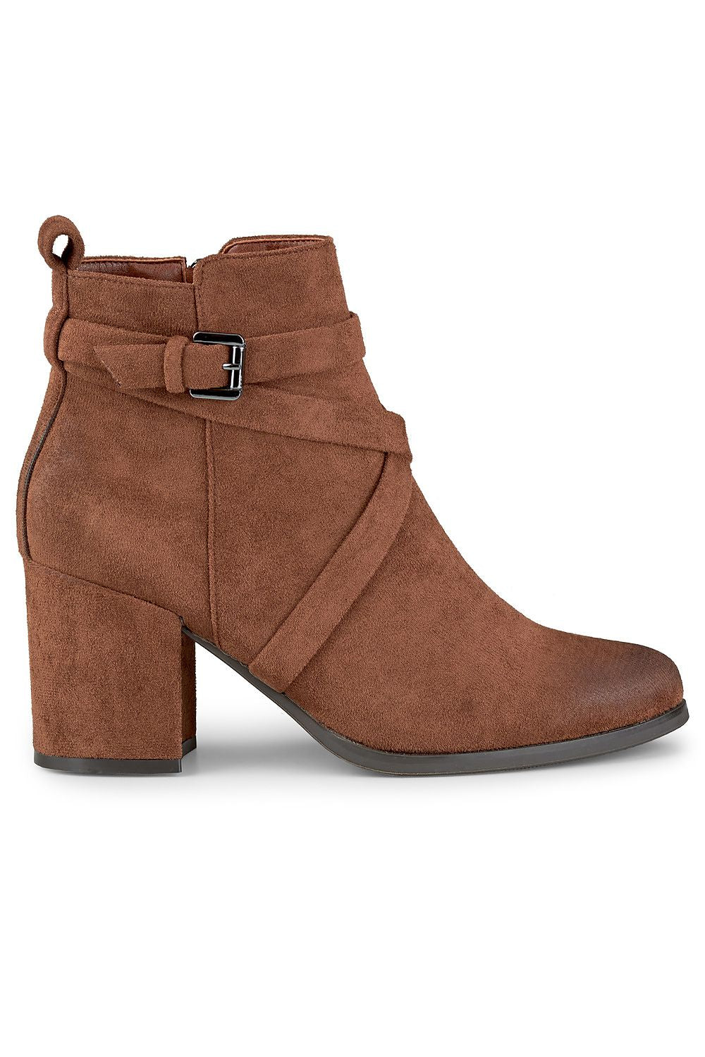 Buckled Suede Heel Booties