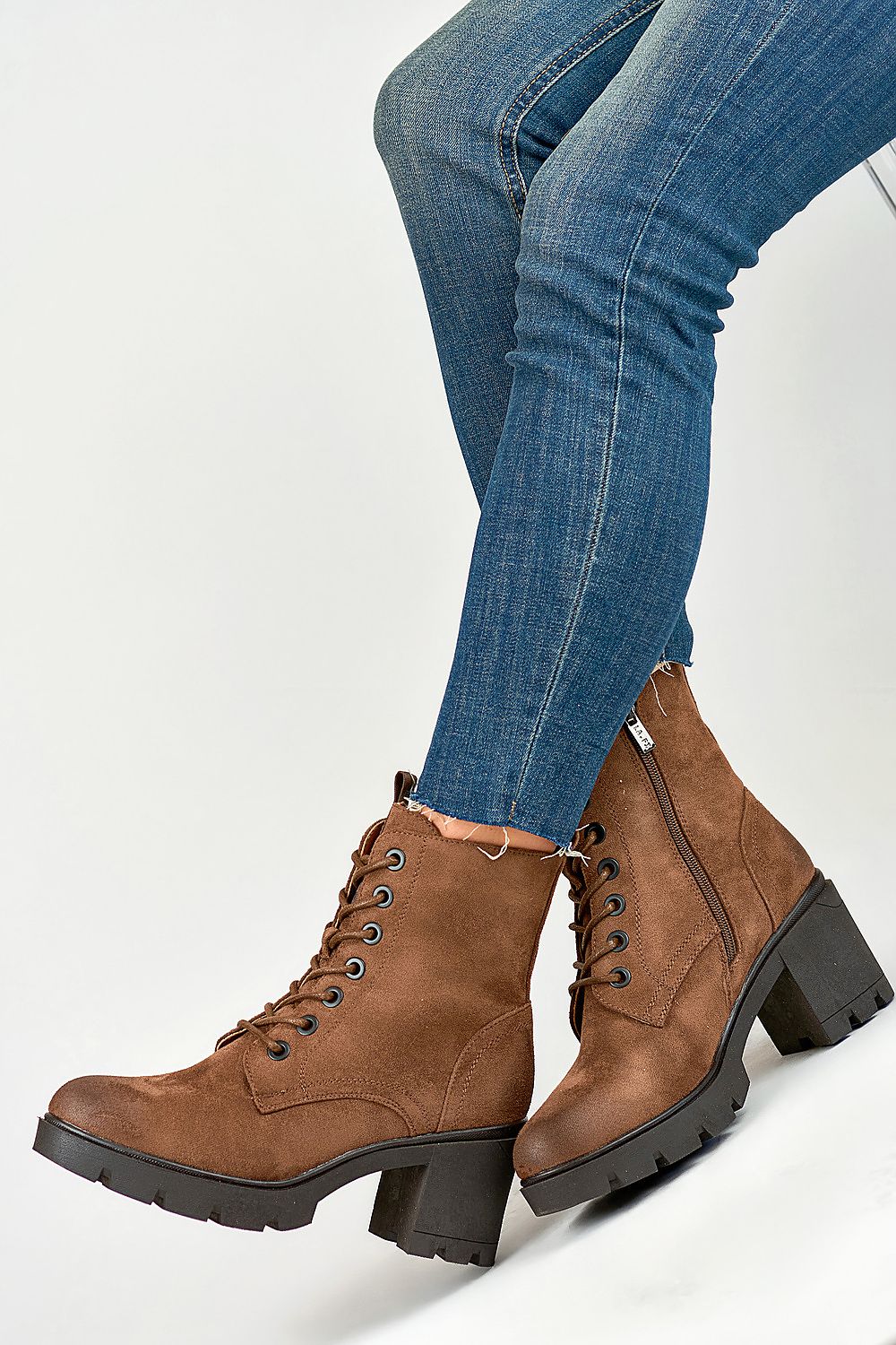 Fur-Lined Organic Suede Platform Boots