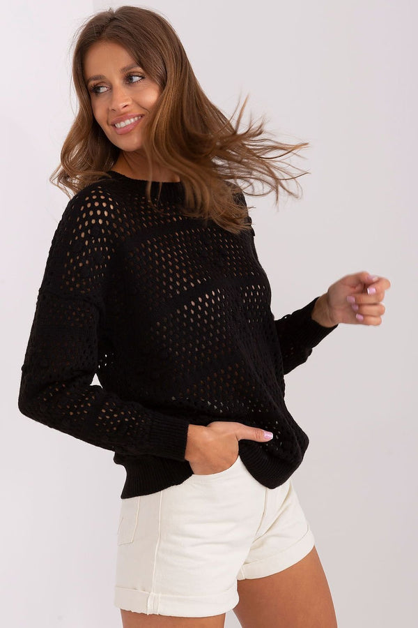 Openwork Acrylic Casual Sweater