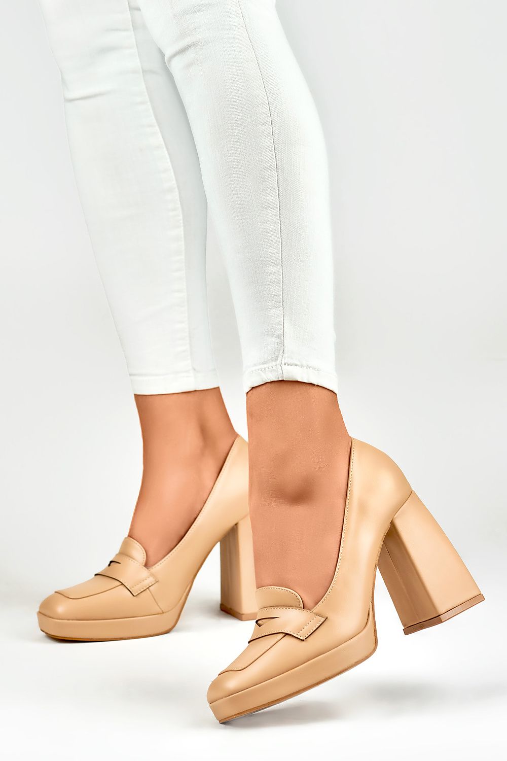 Eco Leather Block Heel Pumps