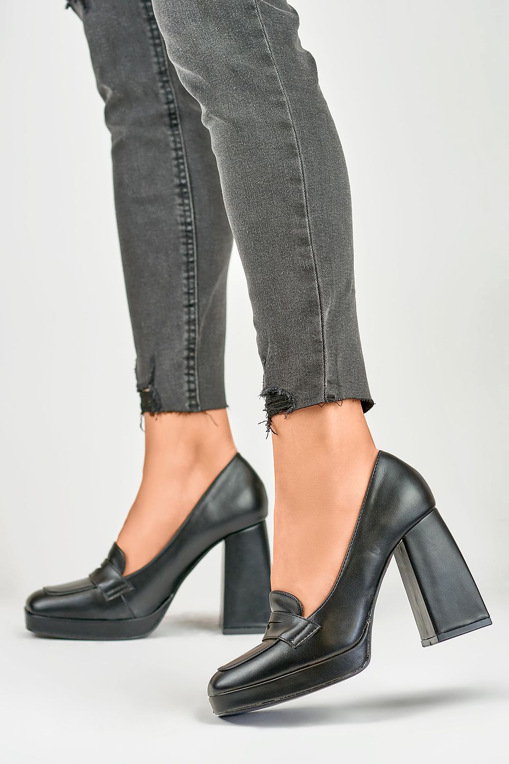 Eco Leather Block Heel Pumps