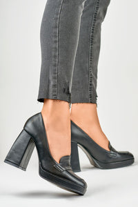 Eco Leather Block Heel Pumps