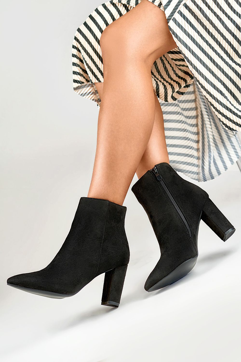 Eco-Suede Ankle Boots with Stiff Heel